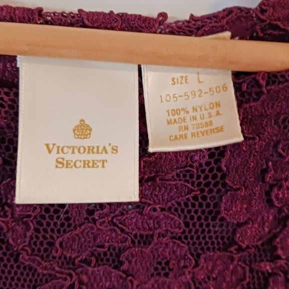 Victoria's Secret Women's Lace Top Large, Burgundy Red - Picture 2 of 4